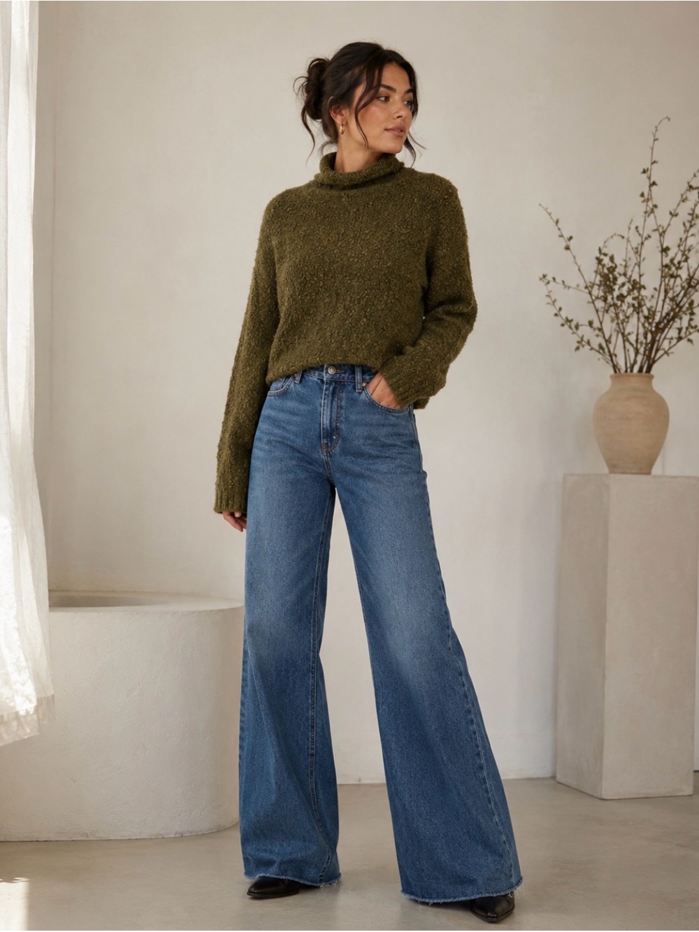 Tanya Taylor Loxley Knit Top Size XXS Cozy Olive Mock Neck Cropped Sweater Luxur